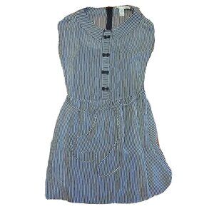 American Rag Dress Womens Size XS Black White Striped Sheer Layered Tie Waist